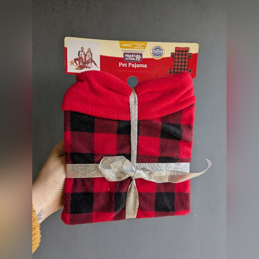 Heart to Tail Large Fleece Buffalo Plaid Pet pajamas
